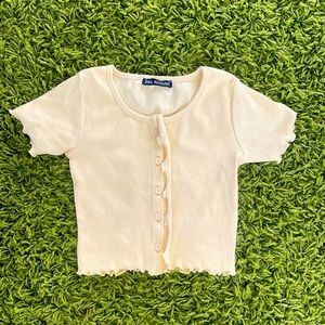 Light Yellow Zara Ruffled Button Top